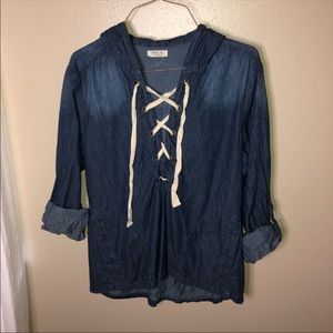 Before you denim pullover